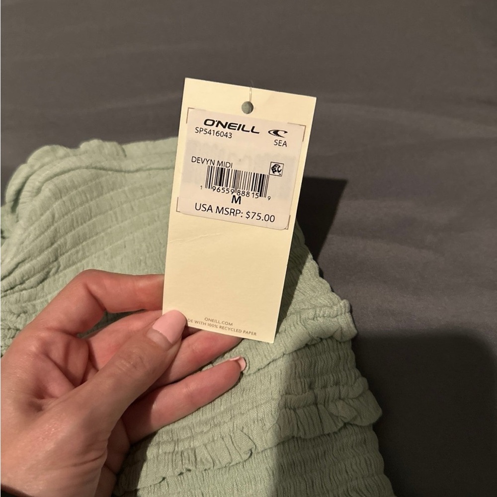 NWT O’neill Mint Green / Blue Strapless Midi Dress - Picture 4 of 5